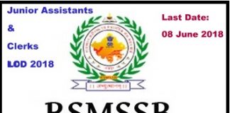 RSMSSB Junior Assistants and Clerks Recruitment 2018