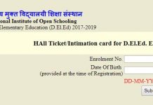 NIOS DElEd Admit Card 2018