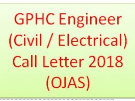 GPHC Engineer (Civil / Electrical) Call Letter 2018