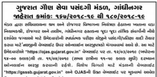 GSSSB Supervisor Instructor Recruitment 2019