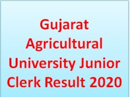 Gujarat Agricultural University Junior Clerk Result 2020